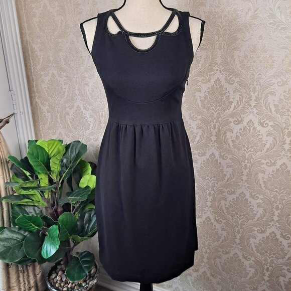 Cynthia Rowley Size 2 Black Sleeveless Dress Faux Leather Cutout Neck Detail - Picture 1 of 12